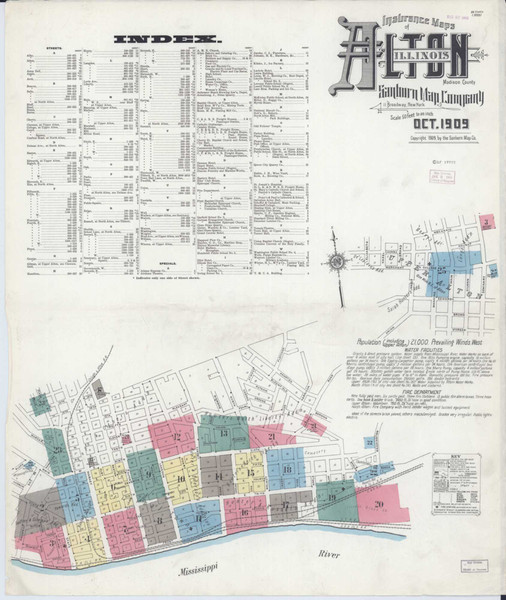 Alton Illinois 1909 - Fire Insurance Index - Old Map Reprint