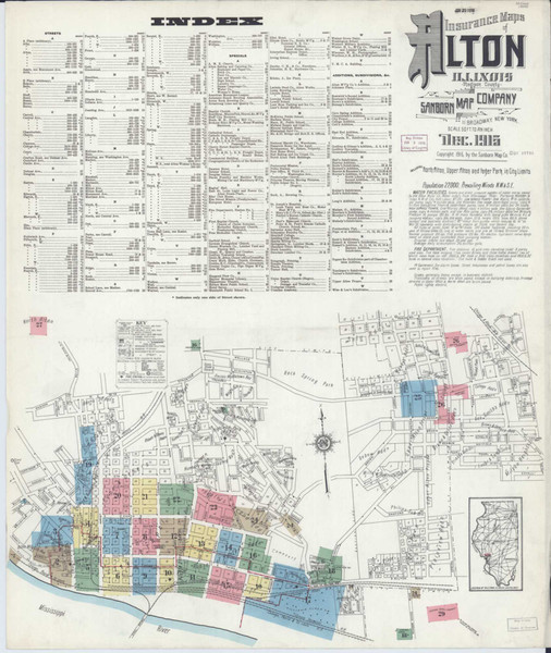 Alton Illinois 1915 - Fire Insurance Index - Old Map Reprint