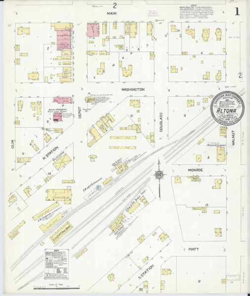 Altona Illinois 1910 - Fire Insurance Index - Old Map Reprint