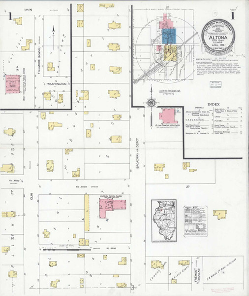 Altona Illinois 1928 - Fire Insurance Index - Old Map Reprint