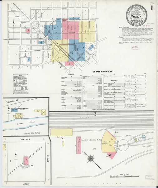 Amboy Illinois 1910 - Fire Insurance Index - Old Map Reprint