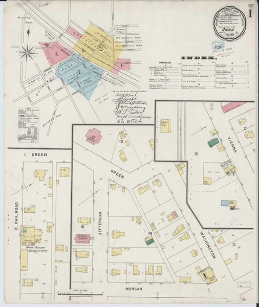 Anna Illinois 1894 - Fire Insurance Index - Old Map Reprint