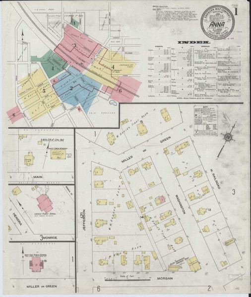 Anna Illinois 1910 - Fire Insurance Index - Old Map Reprint