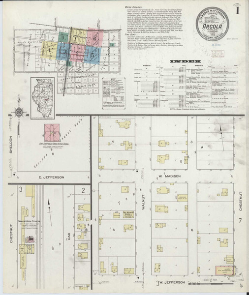 Arcola Illinois 1914 - Fire Insurance Index - Old Map Reprint