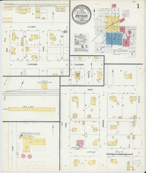 Arthur Illinois 1907 - Fire Insurance Index - Old Map Reprint