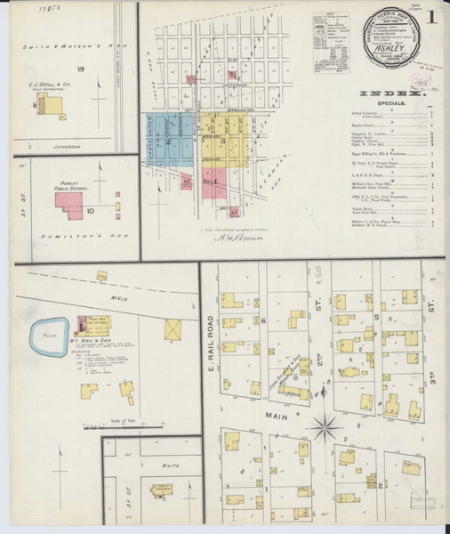 Ashley Illinois 1894 - Fire Insurance Index - Old Map Reprint