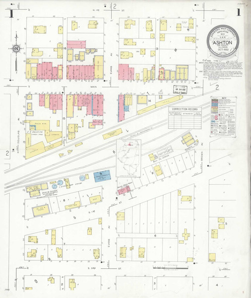 Ashton Illinois 1932 - Fire Insurance Index - Old Map Reprint