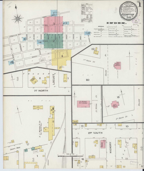 Assumption Illinois 1893 - Fire Insurance Index - Old Map Reprint