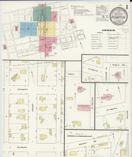 Assumption Illinois 1909 - Fire Insurance Index - Old Map Reprint
