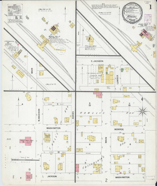 Athens Illinois 1901 - Fire Insurance Index - Old Map Reprint