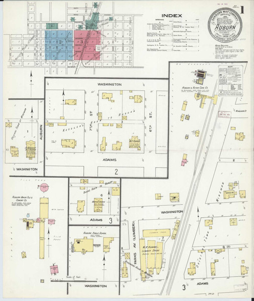 Auburn Illinois 1909 - Fire Insurance Index - Old Map Reprint