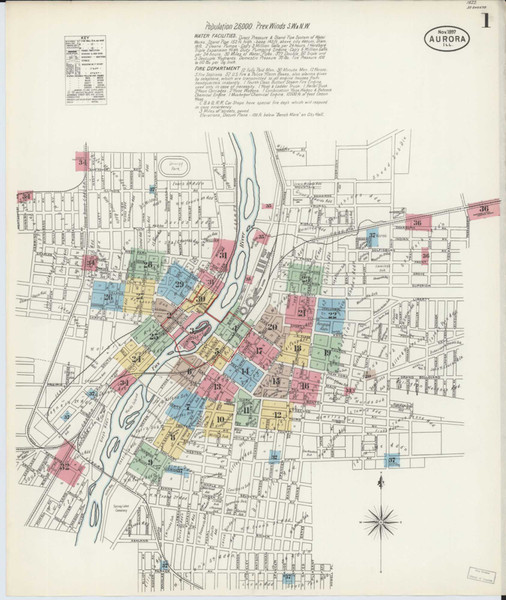 Aurora Illinois 1897 - Fire Insurance Index - Old Map Reprint