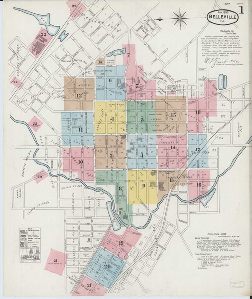 Belleville Illinois 1889 - Fire Insurance Index - Old Map Reprint