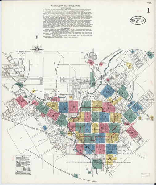 Belleville Illinois 1907 - Fire Insurance Index - Old Map Reprint
