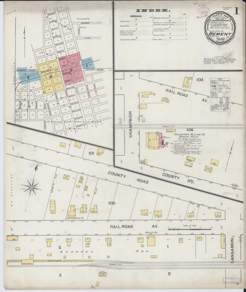 Bement Illinois 1893 - Fire Insurance Index - Old Map Reprint