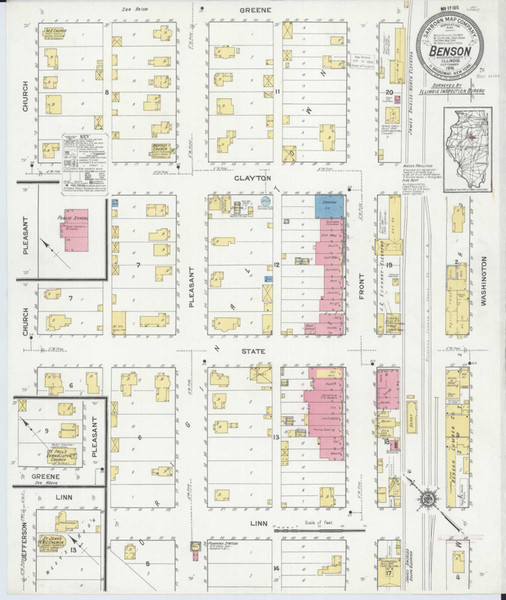 Benson Illinois 1916 - Fire Insurance Index - Old Map Reprint