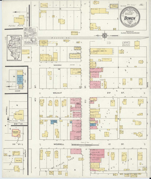 Bowen Illinois 1919 - Fire Insurance Index - Old Map Reprint