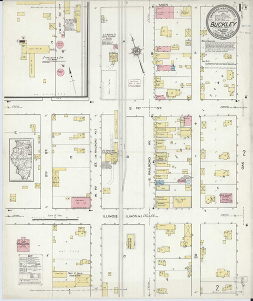 Buckley Illinois 1914 - Fire Insurance Index - Old Map Reprint