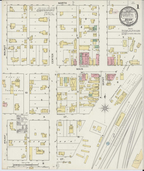 Buda Illinois 1894 - Fire Insurance Index - Old Map Reprint