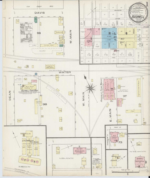 Bushnell Illinois 1886 - Fire Insurance Index - Old Map Reprint