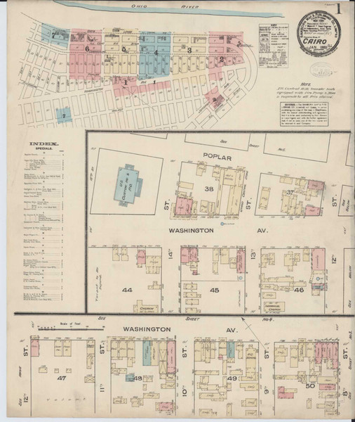 Cairo Illinois 1885 - Fire Insurance Index - Old Map Reprint
