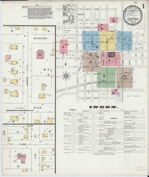 Canton Illinois 1896 - Fire Insurance Index - Old Map Reprint
