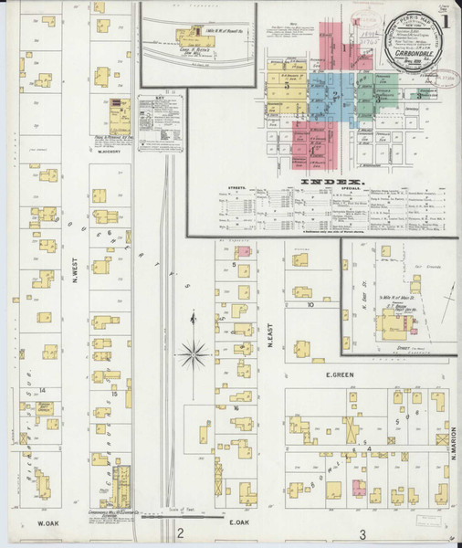 Carbondale Illinois 1899 - Fire Insurance Index - Old Map Reprint