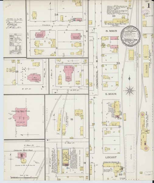 Carrollton Illinois 1893 - Fire Insurance Index - Old Map Reprint
