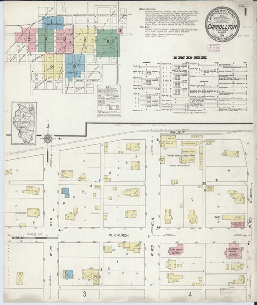 Carrollton Illinois 1914 - Fire Insurance Index - Old Map Reprint