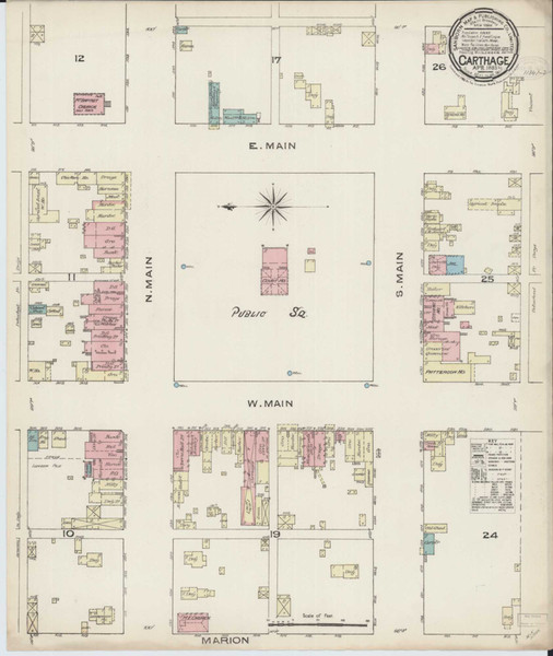 Carthage Illinois 1885 - Fire Insurance Index - Old Map Reprint