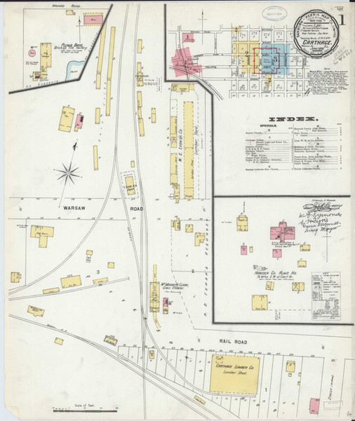 Carthage Illinois 1898 - Fire Insurance Index - Old Map Reprint