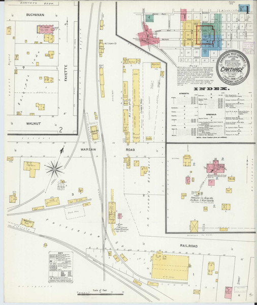 Carthage Illinois 1906 - Fire Insurance Index - Old Map Reprint
