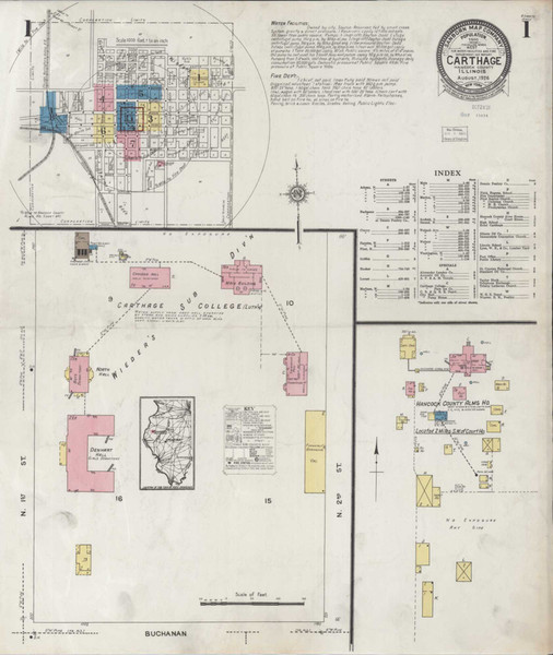 Carthage Illinois 1926 - Fire Insurance Index - Old Map Reprint