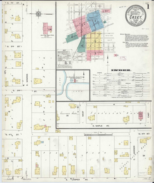 Casey Illinois 1912 - Fire Insurance Index - Old Map Reprint