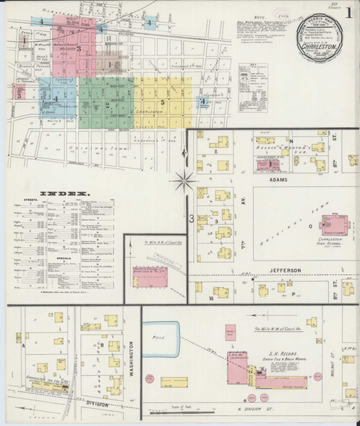 Charleston Illinois 1896 - Fire Insurance Index - Old Map Reprint