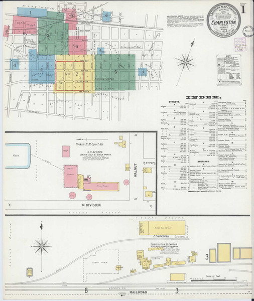 Charleston Illinois 1902 - Fire Insurance Index - Old Map Reprint