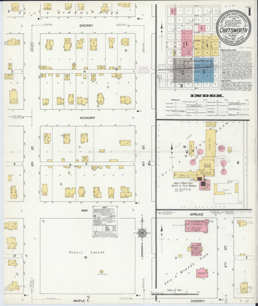 Chatsworth Illinois 1911 - Fire Insurance Index - Old Map Reprint