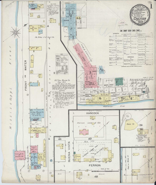 Chester Illinois 1893 - Fire Insurance Index - Old Map Reprint