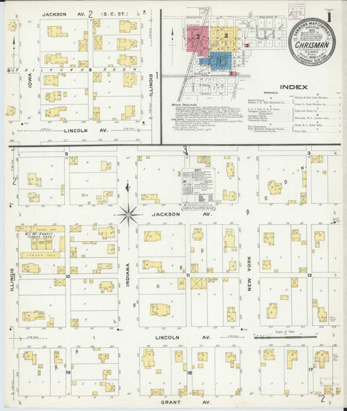 Chrisman Illinois 1908 - Fire Insurance Index - Old Map Reprint