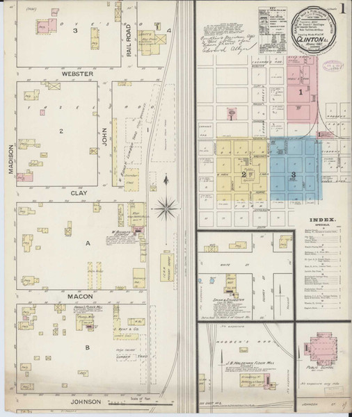 Clinton Illinois 1887 - Fire Insurance Index - Old Map Reprint