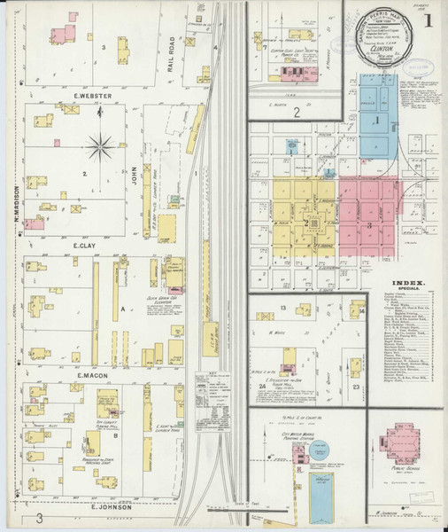 Clinton Illinois 1898 - Fire Insurance Index - Old Map Reprint