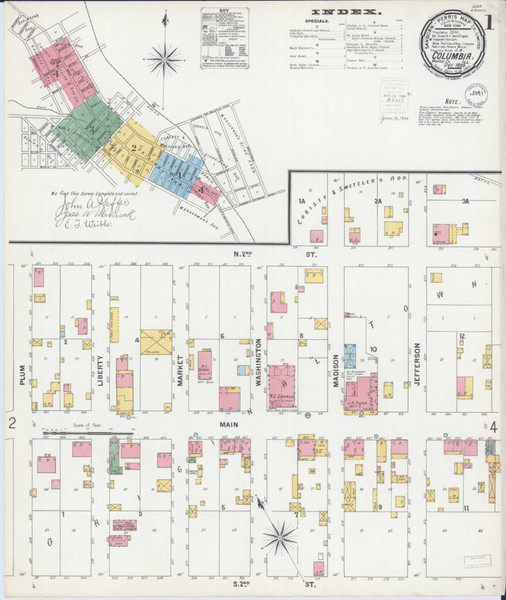 Columbia Illinois 1899 - Fire Insurance Index - Old Map Reprint