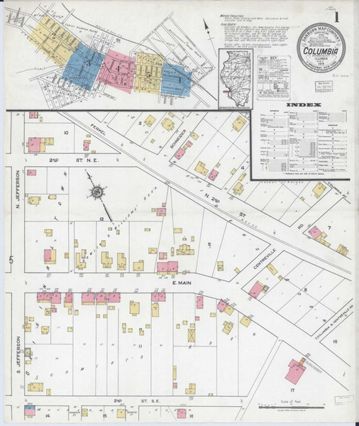 Columbia Illinois 1919 - Fire Insurance Index - Old Map Reprint