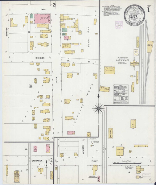 Crete Illinois 1907 - Fire Insurance Index - Old Map Reprint