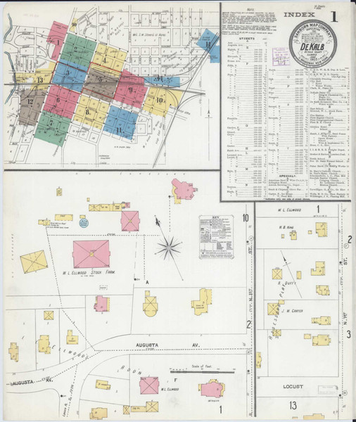 De Kalb Illinois 1905 - Fire Insurance Index - Old Map Reprint
