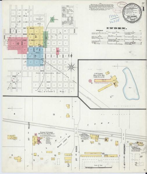 Delavan Illinois 1899 - Fire Insurance Index - Old Map Reprint