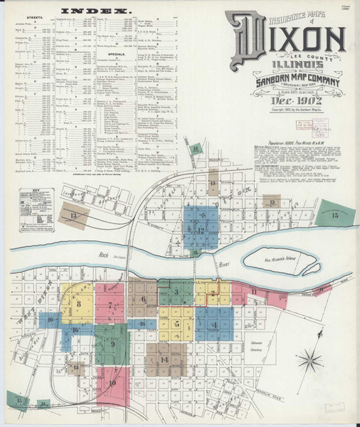 Dixon Illinois 1902 - Fire Insurance Index - Old Map Reprint