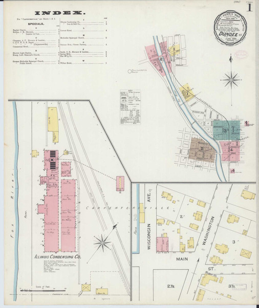 Dundee Illinois 1893 - Fire Insurance Index - Old Map Reprint