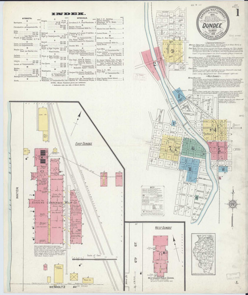 Dundee Illinois 1912 - Fire Insurance Index - Old Map Reprint