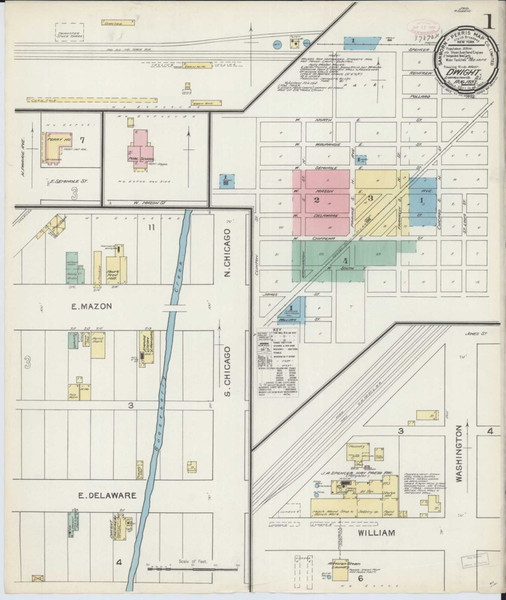 Dwight Illinois 1892 - Fire Insurance Index - Old Map Reprint